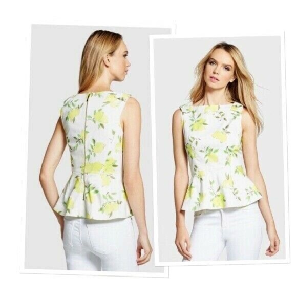 Kate Spade Thalia Peplum Lemon Top 2 - Picture 2 of 7